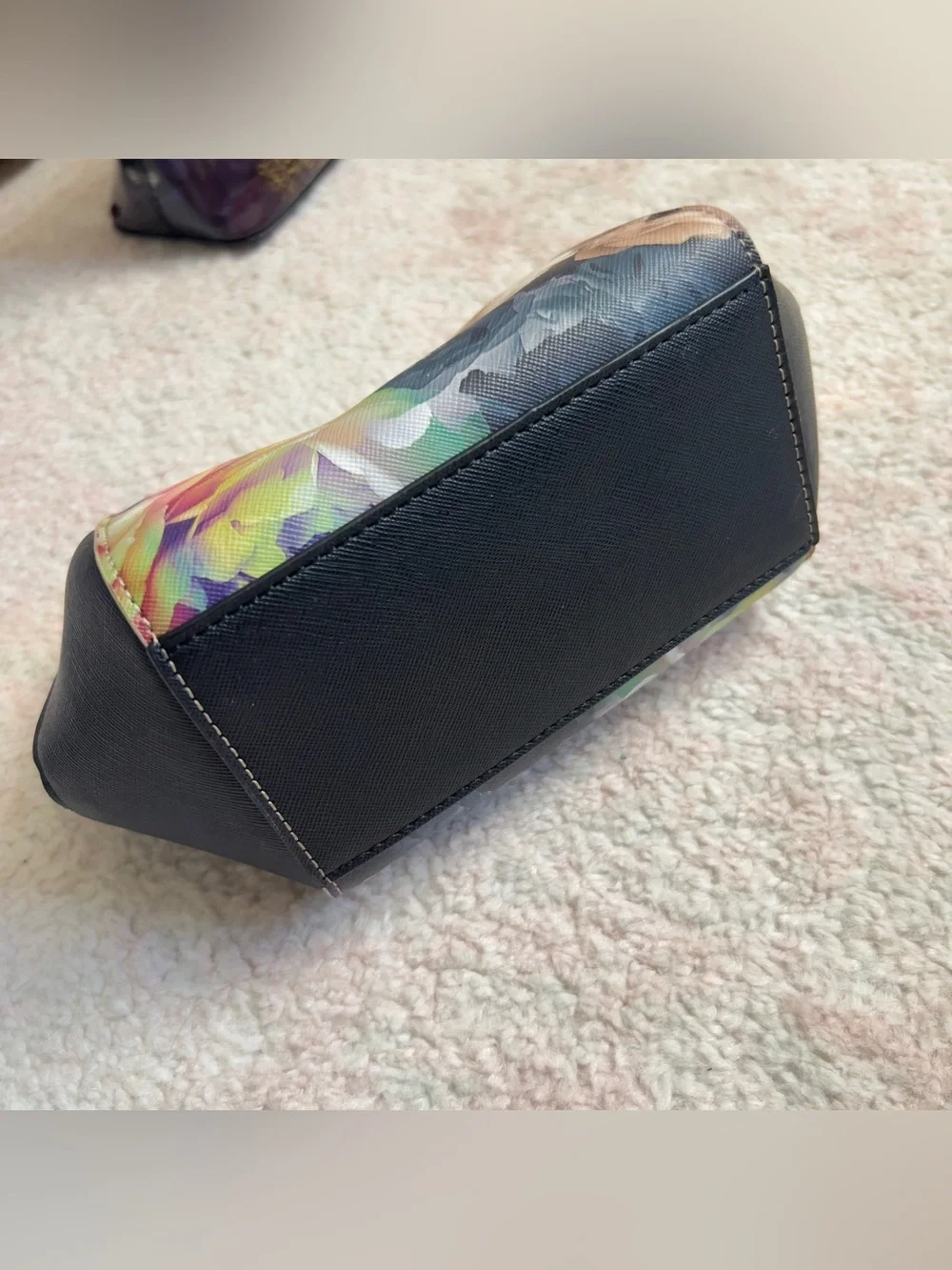 Ted Baker London Black Cosmetic Pouch with Multicolor Floral Print